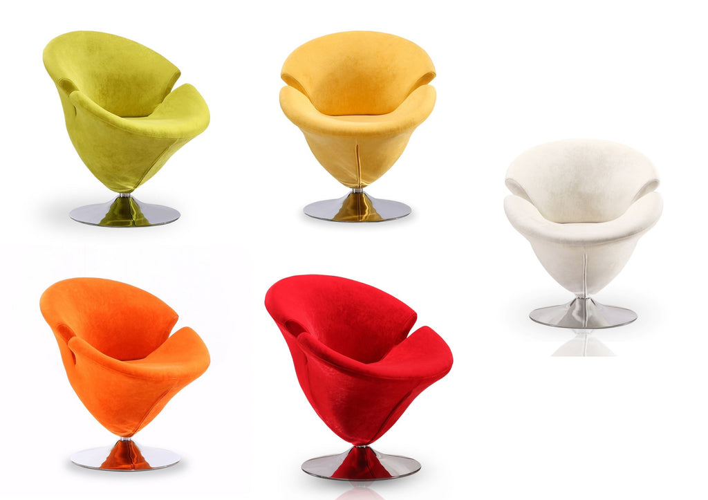 Manhattan Comfort Tulip Modern 5-Piece Accent Chair in Green, Orange, Red, White and Yellow