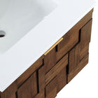 Meridian Furniture Leonardo 24" White Engineered Stone And Solid Wood Wall Mounted Bathroom Vanity