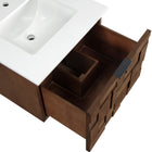 Meridian Furniture Leonardo 24" White Engineered Stone And Solid Wood Wall Mounted Bathroom Vanity