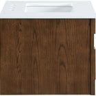 Meridian Furniture Leonardo 24" White Engineered Stone And Solid Wood Wall Mounted Bathroom Vanity