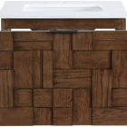 Meridian Furniture Leonardo 24" White Engineered Stone And Solid Wood Wall Mounted Bathroom Vanity