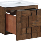 Meridian Furniture Leonardo 24" White Engineered Stone And Solid Wood Wall Mounted Bathroom Vanity