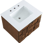 Meridian Furniture Leonardo 24" White Engineered Stone And Solid Wood Wall Mounted Bathroom Vanity