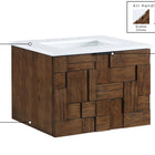 Meridian Furniture Leonardo 24" White Engineered Stone And Solid Wood Wall Mounted Bathroom Vanity
