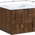 Meridian Furniture Leonardo 24" White Engineered Stone And Solid Wood Wall Mounted Bathroom Vanity