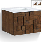 Meridian Furniture Leonardo 24" White Engineered Stone And Solid Wood Wall Mounted Bathroom Vanity