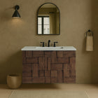 Meridian Furniture Leonardo 30" White Engineered Stone And Solid Wood Wall Mounted Bathroom Vanity