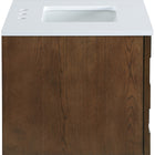 Meridian Furniture Leonardo 30" White Engineered Stone And Solid Wood Wall Mounted Bathroom Vanity