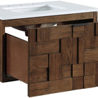 Meridian Furniture Leonardo 30" White Engineered Stone And Solid Wood Wall Mounted Bathroom Vanity