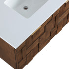 Meridian Furniture Leonardo 36" White Engineered Stone And Solid Wood Wall Mounted Bathroom Vanity