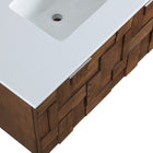 Meridian Furniture Leonardo 36" White Engineered Stone And Solid Wood Wall Mounted Bathroom Vanity