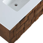 Meridian Furniture Leonardo 36" White Engineered Stone And Solid Wood Wall Mounted Bathroom Vanity
