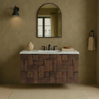 Meridian Furniture Leonardo 36" White Engineered Stone And Solid Wood Wall Mounted Bathroom Vanity
