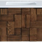 Meridian Furniture Leonardo 36" White Engineered Stone And Solid Wood Wall Mounted Bathroom Vanity