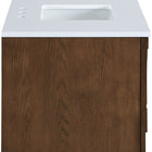Meridian Furniture Leonardo 36" White Engineered Stone And Solid Wood Wall Mounted Bathroom Vanity