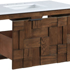 Meridian Furniture Leonardo 36" White Engineered Stone And Solid Wood Wall Mounted Bathroom Vanity