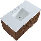 Meridian Furniture Leonardo 36" White Engineered Stone And Solid Wood Wall Mounted Bathroom Vanity