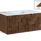 Meridian Furniture Leonardo 36" White Engineered Stone And Solid Wood Wall Mounted Bathroom Vanity
