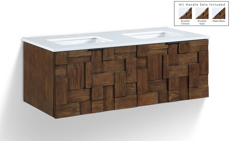 Meridian Furniture Leonardo 48" White Engineered Stone And Solid Wood Wall Mounted Bathroom Vanity-Modern Room Deco
