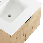 Meridian Furniture Leonardo 24" White Engineered Stone And Solid Wood Wall Mounted Bathroom Vanity