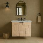 Meridian Furniture Leonardo 24" White Engineered Stone And Solid Wood Wall Mounted Bathroom Vanity