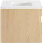 Meridian Furniture Leonardo 24" White Engineered Stone And Solid Wood Wall Mounted Bathroom Vanity