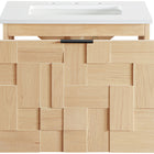 Meridian Furniture Leonardo 24" White Engineered Stone And Solid Wood Wall Mounted Bathroom Vanity