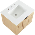 Meridian Furniture Leonardo 24" White Engineered Stone And Solid Wood Wall Mounted Bathroom Vanity