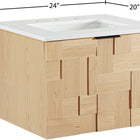 Meridian Furniture Leonardo 24" White Engineered Stone And Solid Wood Wall Mounted Bathroom Vanity