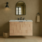 Meridian Furniture Leonardo 30" White Engineered Stone And Solid Wood Wall Mounted Bathroom Vanity