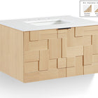 Meridian Furniture Leonardo 30" White Engineered Stone And Solid Wood Wall Mounted Bathroom Vanity