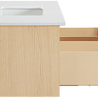 Meridian Furniture Leonardo 36" White Engineered Stone And Solid Wood Wall Mounted Bathroom Vanity