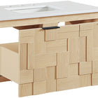 Meridian Furniture Leonardo 36" White Engineered Stone And Solid Wood Wall Mounted Bathroom Vanity