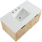 Meridian Furniture Leonardo 36" White Engineered Stone And Solid Wood Wall Mounted Bathroom Vanity