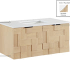Meridian Furniture Leonardo 36" White Engineered Stone And Solid Wood Wall Mounted Bathroom Vanity
