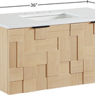 Meridian Furniture Leonardo 36" White Engineered Stone And Solid Wood Wall Mounted Bathroom Vanity