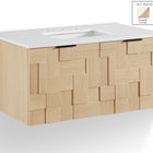 Meridian Furniture Leonardo 36" White Engineered Stone And Solid Wood Wall Mounted Bathroom Vanity