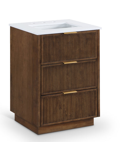 Meridian Furniture Willard 24" White Engineered Stone And Solid Wood Bathroom Vanity