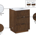 Meridian Furniture Willard 24" White Engineered Stone And Solid Wood Bathroom Vanity