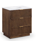 Meridian Furniture Willard 30" White Engineered Stone And Solid Wood Bathroom Vanity