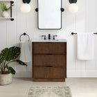 Meridian Furniture Willard 30" White Engineered Stone And Solid Wood Bathroom Vanity
