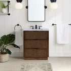 Meridian Furniture Willard 30" White Engineered Stone And Solid Wood Bathroom Vanity