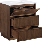 Meridian Furniture Willard 30" White Engineered Stone And Solid Wood Bathroom Vanity