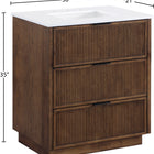 Meridian Furniture Willard 30" White Engineered Stone And Solid Wood Bathroom Vanity