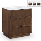 Meridian Furniture Willard 30" White Engineered Stone And Solid Wood Bathroom Vanity
