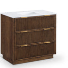 Meridian Furniture Willard 36" White Engineered Stone And Solid Wood Bathroom Vanity