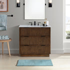 Meridian Furniture Willard 36" White Engineered Stone And Solid Wood Bathroom Vanity