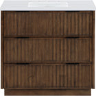 Meridian Furniture Willard 36" White Engineered Stone And Solid Wood Bathroom Vanity