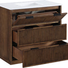 Meridian Furniture Willard 36" White Engineered Stone And Solid Wood Bathroom Vanity