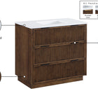 Meridian Furniture Willard 36" White Engineered Stone And Solid Wood Bathroom Vanity